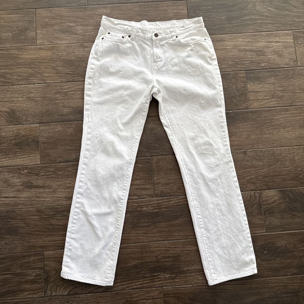 Garnet Hill Jeans Womens 12 White High Rise Straight Leg High 32x30
